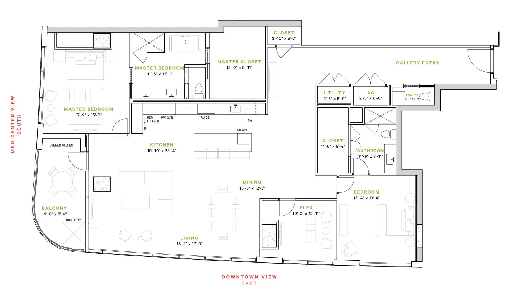 Complete view of Hermann condominium floorplan