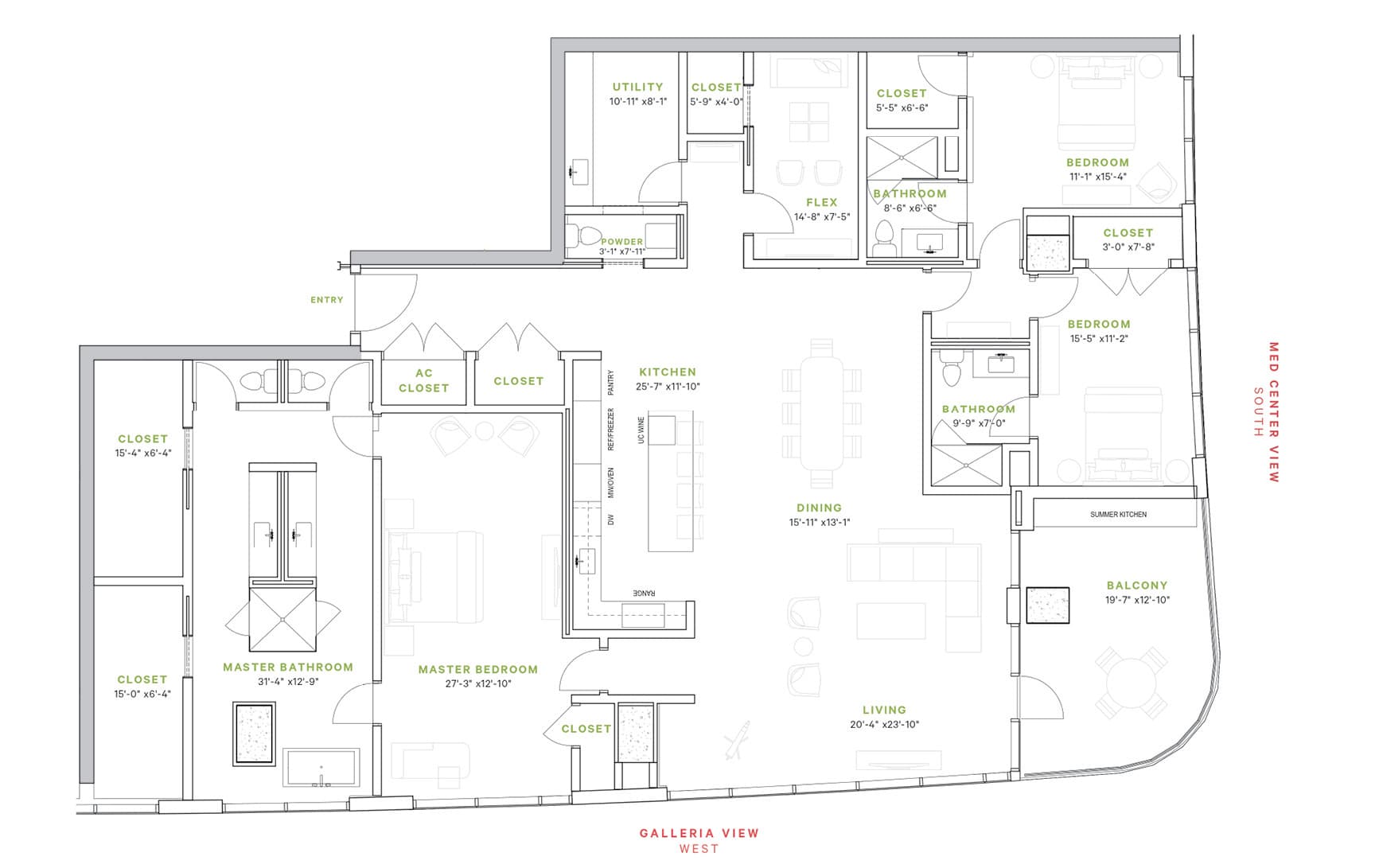 Complete view of Inwood Penthouse Condominium Floorplan