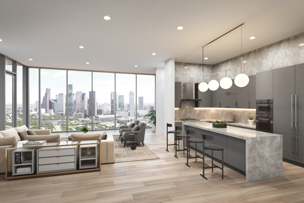 Residences at the Allen interior wood luxury